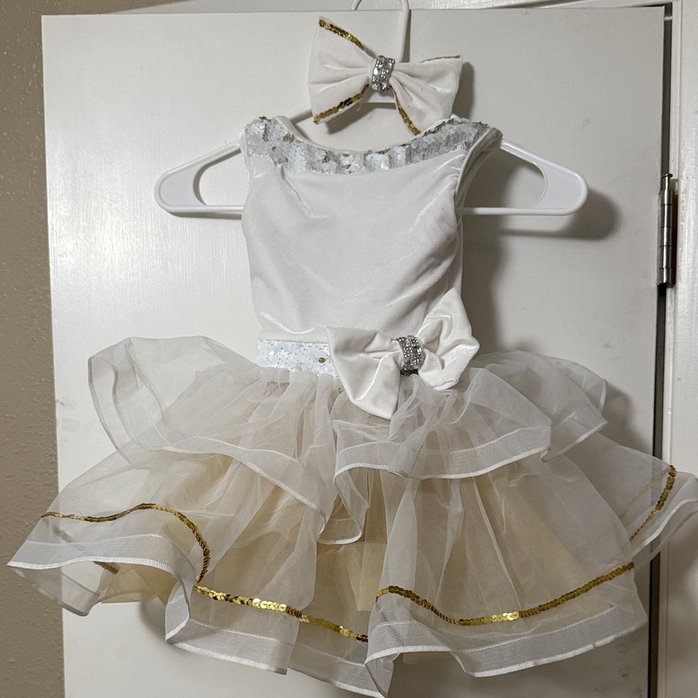 Weissman White and Gold Kids Dance Costume